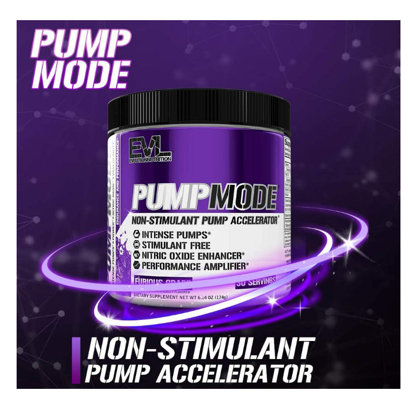 LowCostPH| EVLution Nutrition, PumpMode, Non-Stimulant Pump Accelerator, Furious Grape, 6.14 oz
