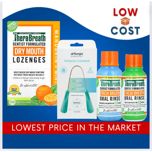 LowCostPh | TheraBreath, Dry Mouth, Mandarin Mint, & Tart Berry, 100 Lozenges| Oral Rinse | Tongue C