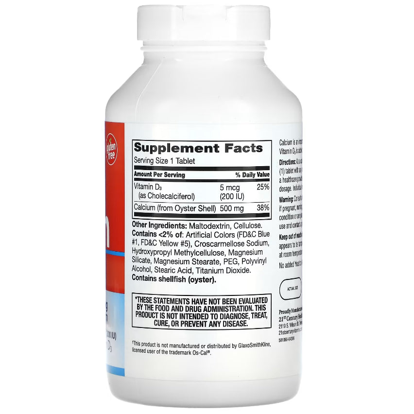 LowCostPH | 21st Century 600+D3, Calcium & Vitamin D3 Supplement, 75 Tablets Bone Supplement.