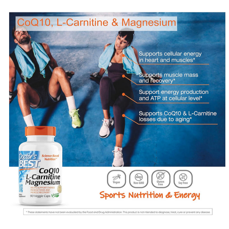 LowCost PH| Doctor's Best Coq10/l-Carnitine/Magnesium Unique Blend, Supports Energy, Muscle Mass