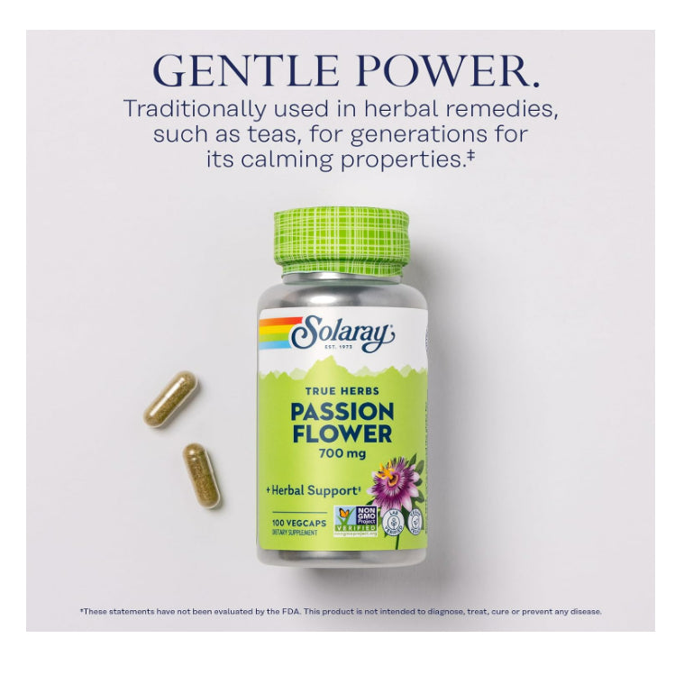 LowCost PH| Solaray, True Herbs, Passion Flower, 700 mg, 100 VegCaps (350 mg per Capsule)