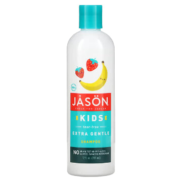 LowCostPH | Jason Natural, Kids Tear-Free Extra Gentle Shampoo, Strawberry-Banana, 12 fl oz (355 ml)