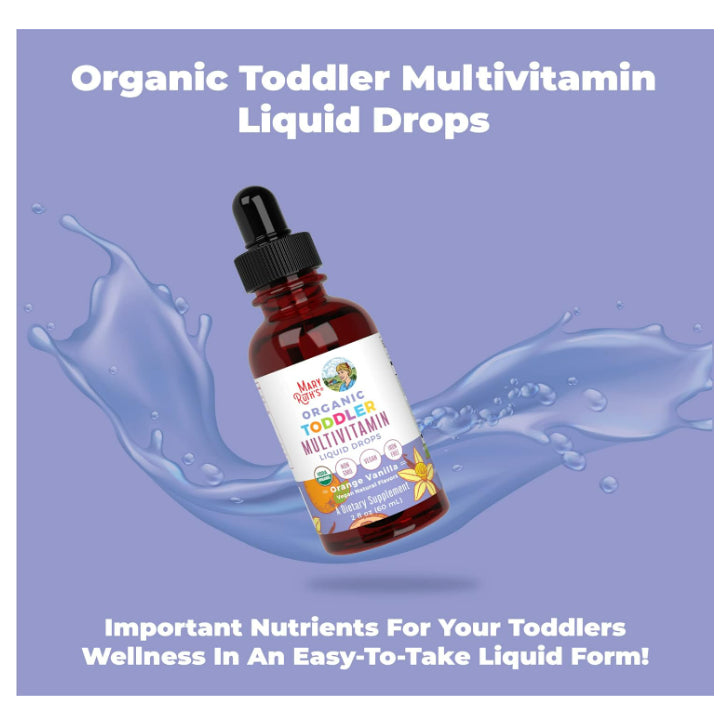 USAOnhand| MaryRuth Organics, Organic Toddler, Multivitamin Liquid Drops, Elderberry, Iron 1-3 Years