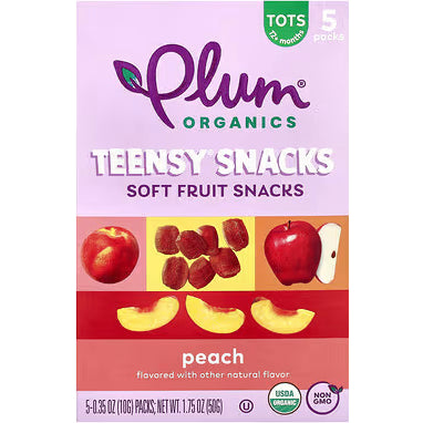 LittleSunshine | Plum Organics, Teensy Soft Fruits Snacks, Tots, Peach/Mixed Berry 5 Packs, 0.35 oz