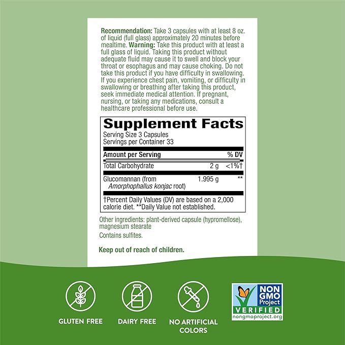 Nature's Way, Glucomannan from Konjac Root, 1,995 mg, 100 Vegan Capsules