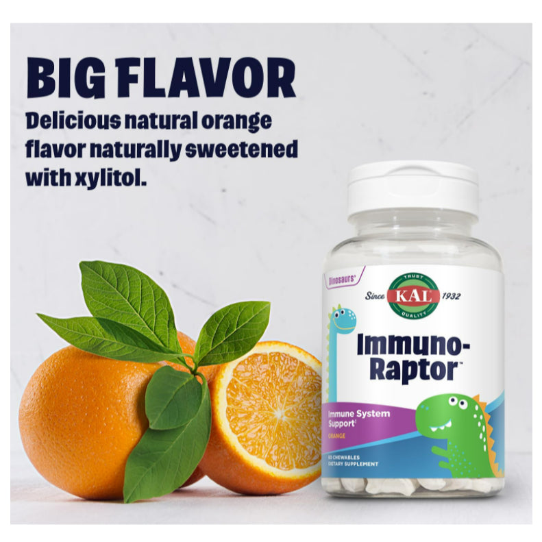 LowCostPH| KAL, Dinosaurs, Immuno-Raptor, Orange, 60 Chewables