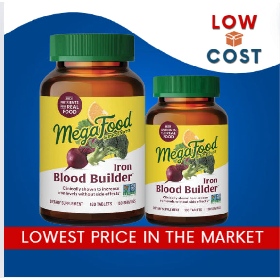LowCostPh | NOW Foods, Iron, Double Strength, 36 mg, Iron Complex MegaFood Blood Builder