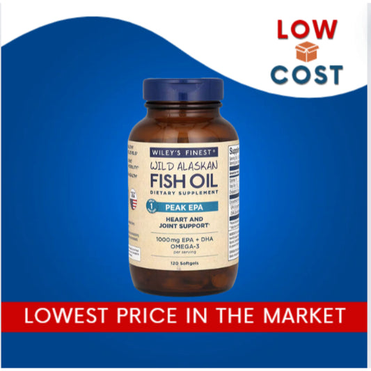 Lowcostph | Wiley's Finest, Wild Alaskan Fish Oil, Peak EPA, 1,250 mg, 120 Fish Softgels