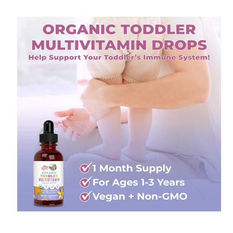 USAOnhand| MaryRuth Organics, Organic Toddler, Multivitamin Liquid Drops, Elderberry, Iron 1-3 Years