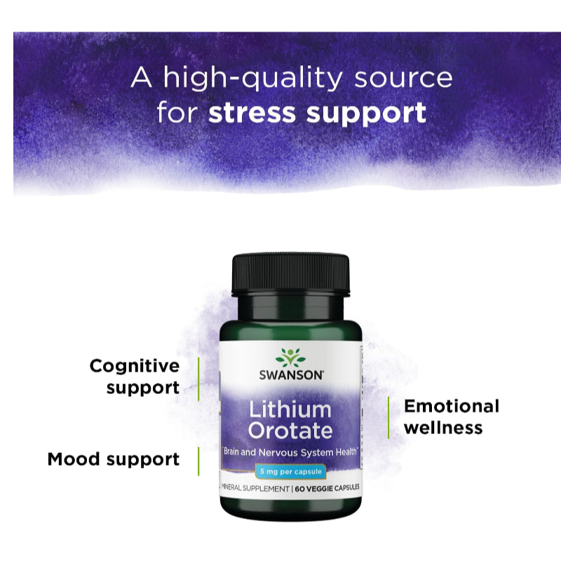 Swanson Ph | Swanson, Lithium Orotate, 5 mg, 60 Veggie Capsules. Brain and Nervous System Health