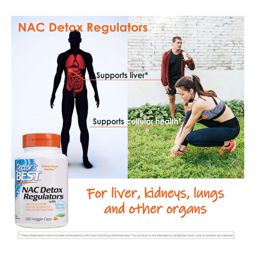 LowCostPH| Doctor's Best Nac Detox Regulators with seleno excell, Non-GMO, Vegetarian, Gluten&Soy Fr
