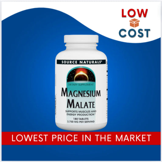 LowCost PH| Source Naturals, Magnesium Malate, 180 Tablets Energy Production