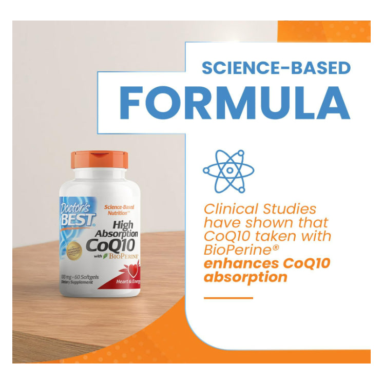 LowCostPH| Doctor's Best High Absorption CoQ10 with BioPerine, Gluten Free Naturally Fermented, Hear