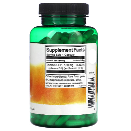 Swanson Ph | Swanson, B1, Thiamin, 100 mg, 250 Capsules. Vitamin B1 Energy and Metabolism