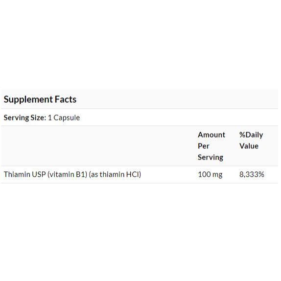 Swanson Ph | Swanson, B1, Thiamin, 100 mg, 250 Capsules. Vitamin B1 Energy and Metabolism