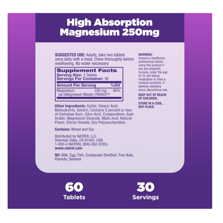 LowCostPH| Na trol High Absorption Magnesium 250 mg, Dietary Supplement to Support Heart, Nerve