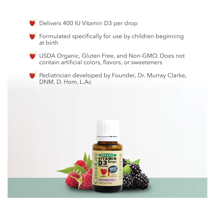 LowCostPH| CHILDLIFE ESSENTIALS Organic Vitamin D3 Liquid Drops, Natural Berry Flavor Gluten Free