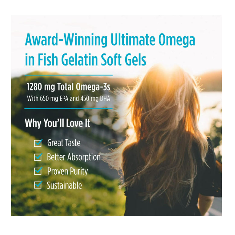 Lowcostph | Nordic Naturals, Ultimate Omega, Lemon, 1,280 mg, Fish Gelatin | Ultimate Omega + CoQ10,