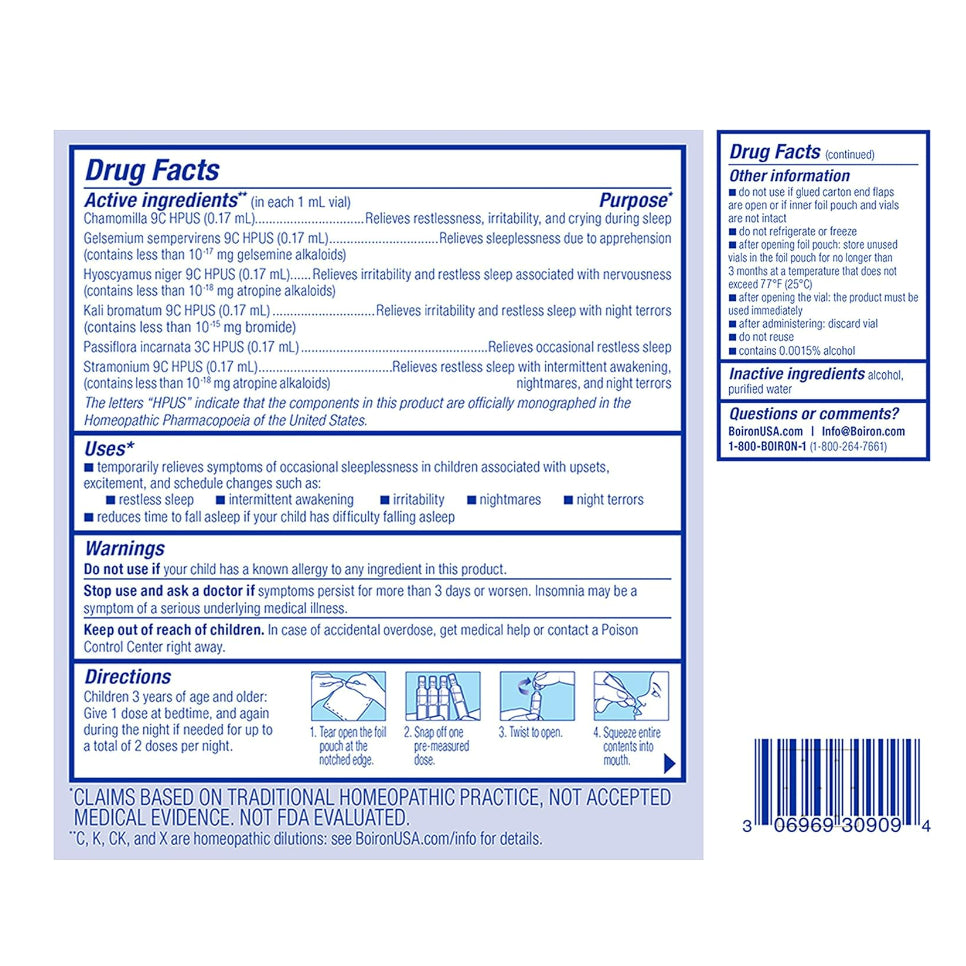 LowCostPH| Boiron, Kids, SleepCalm Liquid Doses, 3+ Years, Melatonin-Free, 15 Pre-Measured Liquid Do