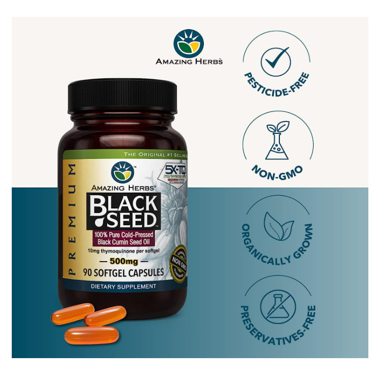 Low Cost PH | Amazing Herbs Black Seed, 500 mg, Support for Respiratory Digestive & Immune System