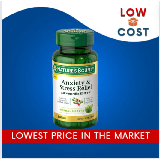 LowCostPH | Nature's Bounty, Anxiety & Stress Relief, Ashwagandha KSM-66, 50 Tablets