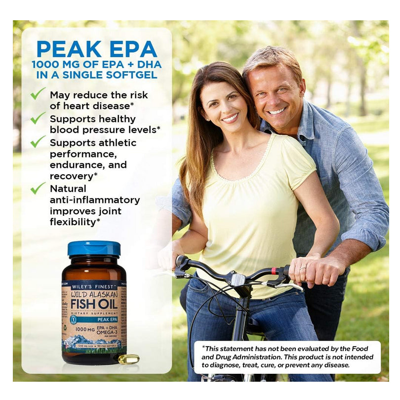 Lowcostph | Wiley's Finest, Wild Alaskan Fish Oil, Peak EPA, 1,250 mg, 120 Fish Softgels