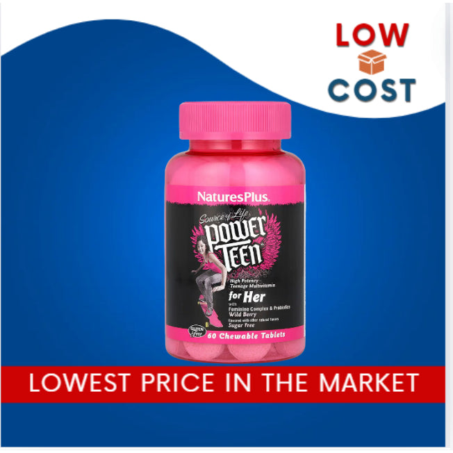 LowCostPh | NaturesPlus, Source of Life, Power Teen, For Her, Sugar Free, Natural Wild Berry