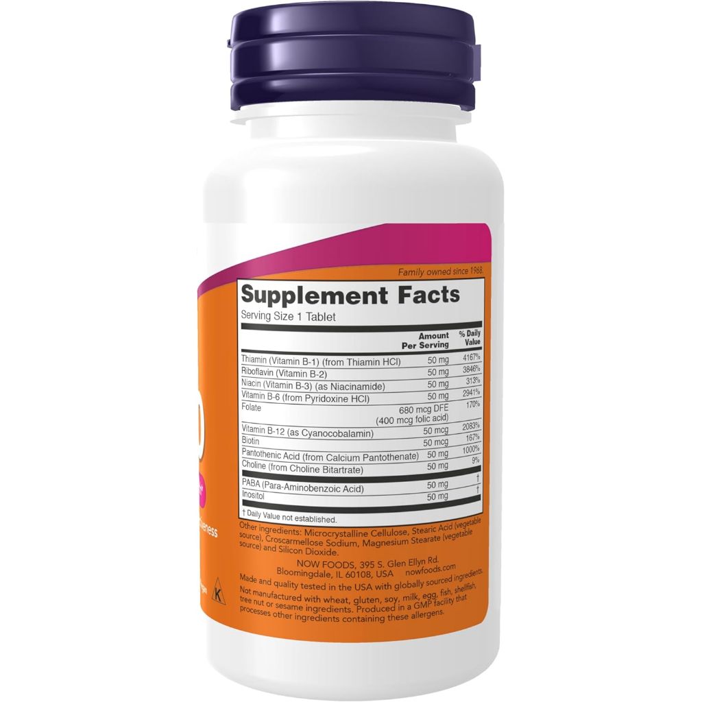 USA Onhand | NOW Foods, B-50, 100 Tablets ( Nervous System Health & Red Blood Cell Formation )