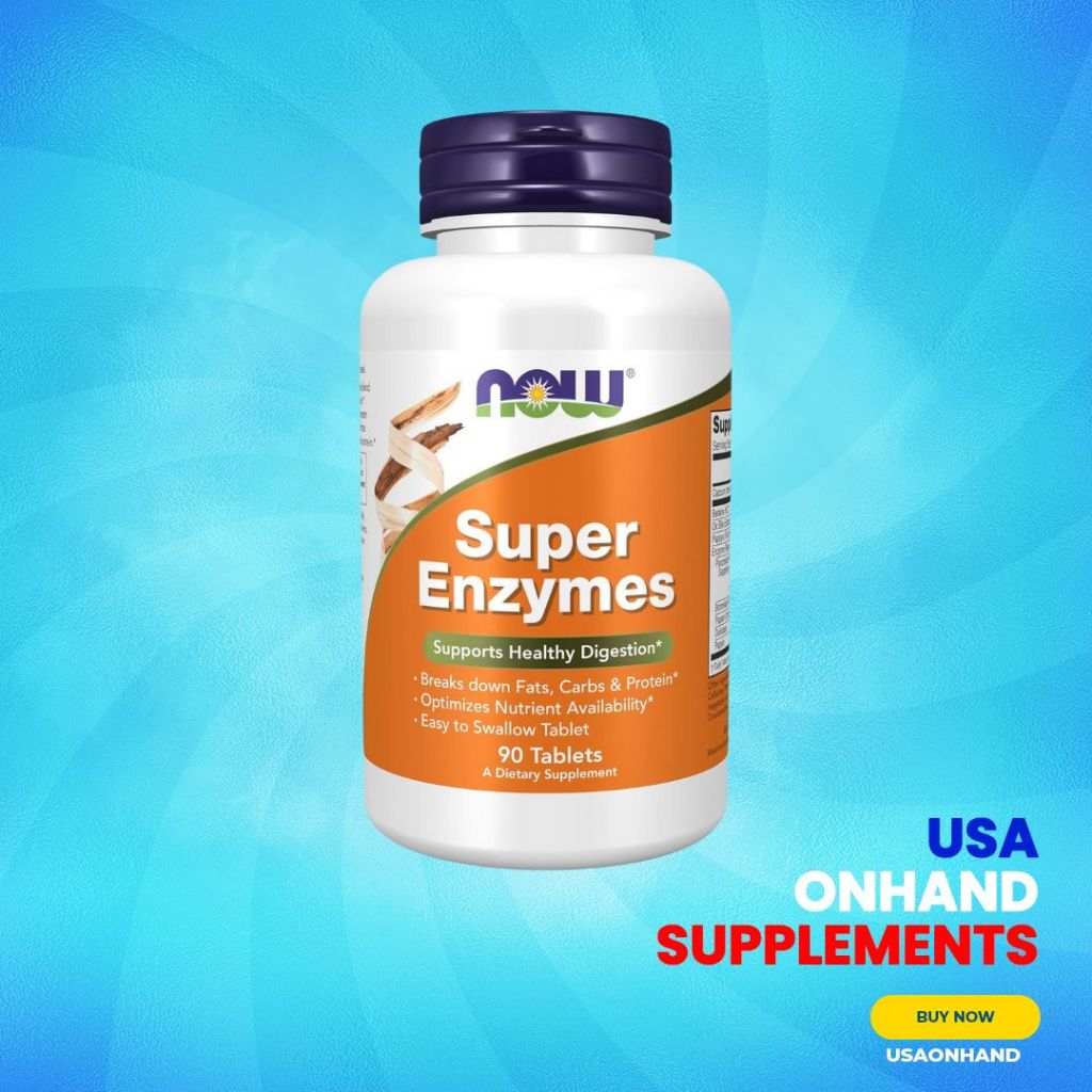 USA Onhand | NOW Foods, Super Enzymes, 90 Tablets ( Supports Healthy Digestion & Breaks Down Fats )