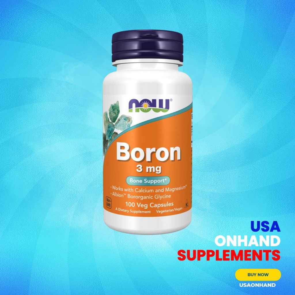 USA Onhand | NOW Foods, Boron, 3 mg, 100 Veg Capsules ( Bone Support & Enhances Cognitive Function )