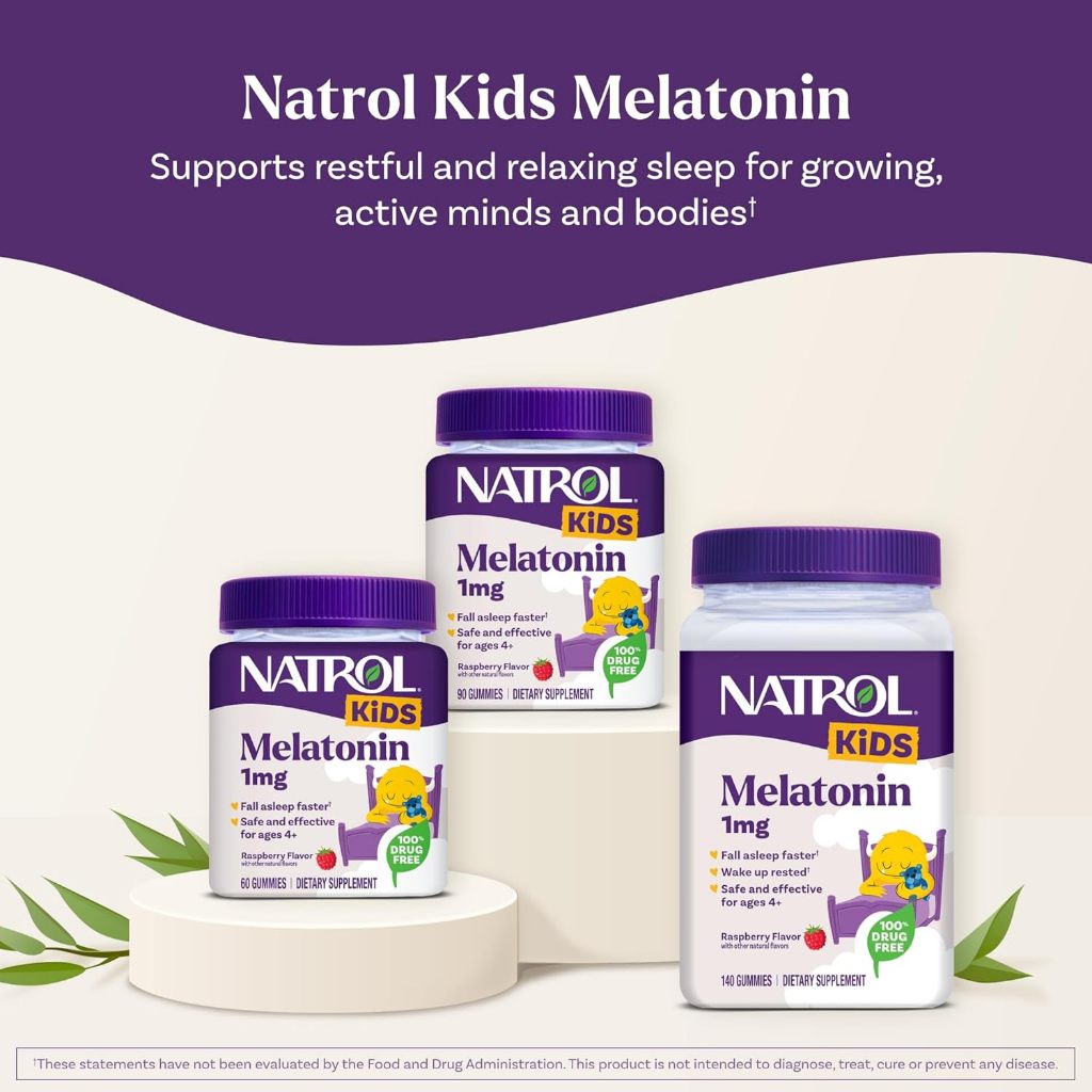 LittleSunshine | Natrol, Kids, Melatonin Gummies, Ages 4+, Raspberry,  Sleep +® Calm, 100%Drug Free