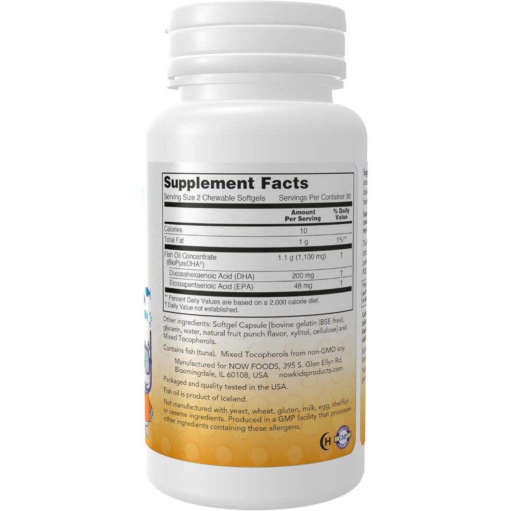 USA Onhand | NOW Foods, Kid's DHA Chewables, Tasty Fruit ( Supports Brain Health & Eye Health )