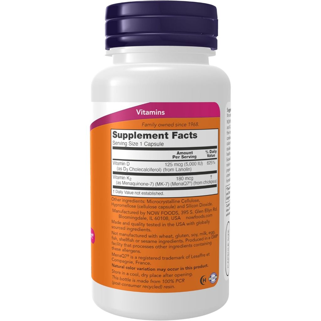 USA Onhand | NOW Foods, Mega D-3 & MK-7, 120 Capsules ( Bone & Cardiovascular Support )