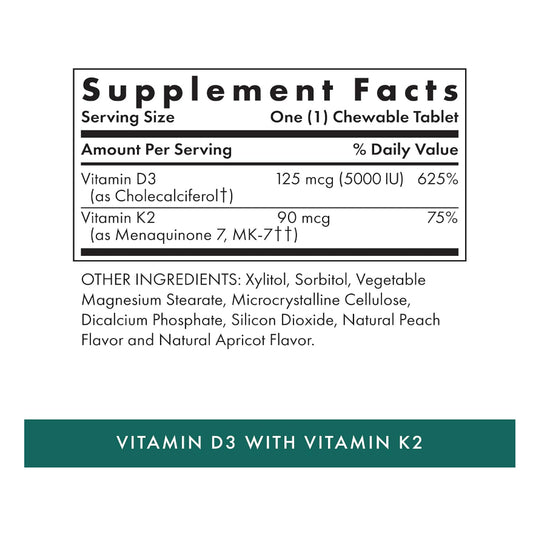 LowCostPH | Michael's Naturopathic, D3 with Vitamin K2, Apricot, 90 Vegetarian Chewable Tablets