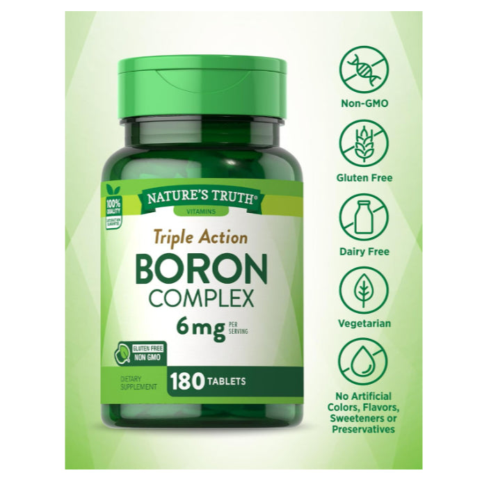 LowCost PH| Nature's Truth, Triple Action Boron Complex, 6 mg, 180 Tablets (3 mg per Tablet)
