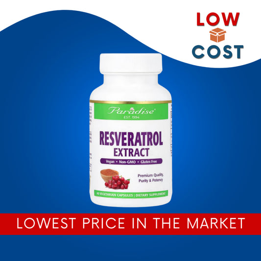 LowCostPh | Paradise Herbs, Resveratrol Extract, 60 Vegetarian Capsules, Non-GMO · Gluten Free