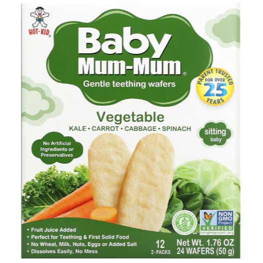 NaturalSolutions | Hot Kid, Baby Mum-Mum, Gentle Teething Wafers Organic Super Teethers, Berry,Apple