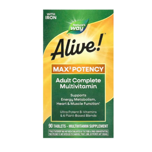USA Onhand | Nature's Way, Alive! Max3 Potency, Men's and Women's Daily Multivitamin, No Added Iron