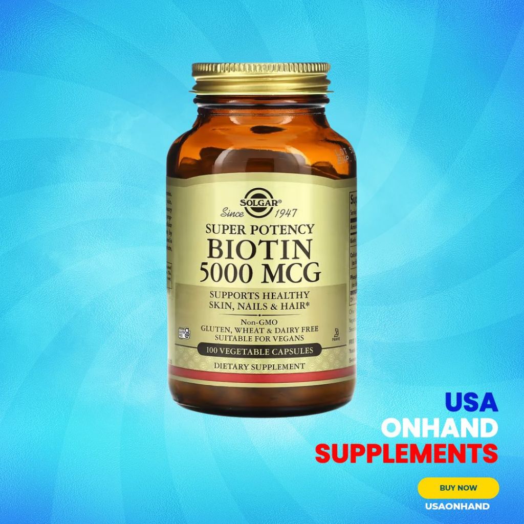 USA Onhand | Solgar, Biotin, 5,000 mcg ( Skin, Nails & Hair Support )
