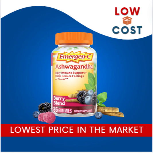 LowCost PH| Emergen-C Vitamin C and Ashwagandha Gummies, Immune Support, Berry Blend 30 gummies