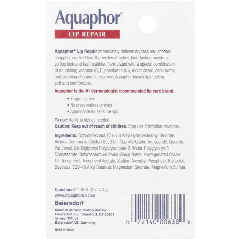 LowCost PH| Aquaphor, Lip Repair, Immediate Relief, Fragrance Free, 0.35 fl oz (10 ml)