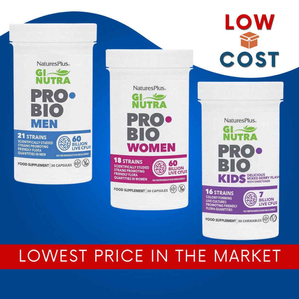 LowCostPh | NaturesPlus, GI Natural Probiotic Mega, 120 Billion CFU, Men, Women,60 Billion, Kids,