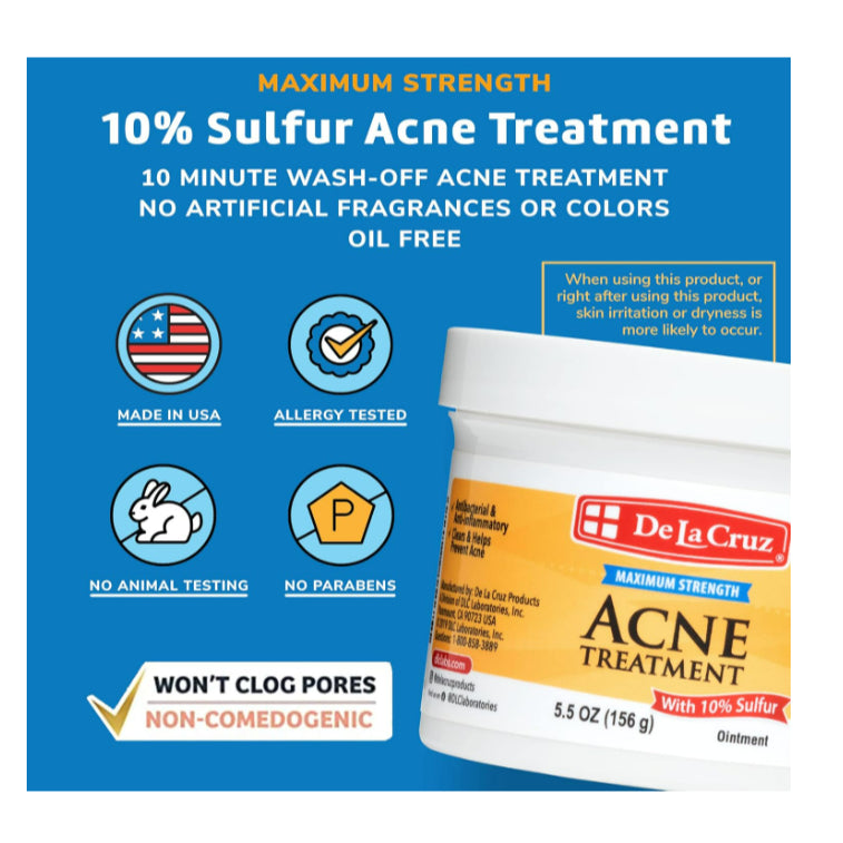 USAOnhand | Acne Treatment Ointment with 10% Sulfur, Maximum Strength, 2.6 oz (73.7 g)