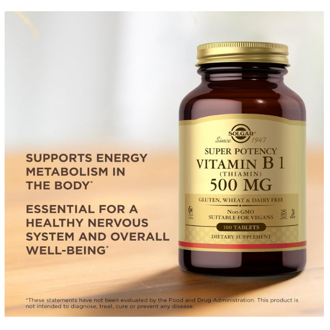 Low Cost PH | Solgar Vitamin B1 (Thiamin) - 100 Tablets - Super Potency, 100mg Formula - Non-GMO, Ve