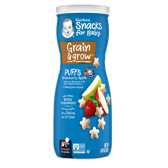 NaturalSolutions | Gerber, Snacks for Baby, Grain & Grow, Puffs, Puffed Grain Snack, 8+ Months, 42g