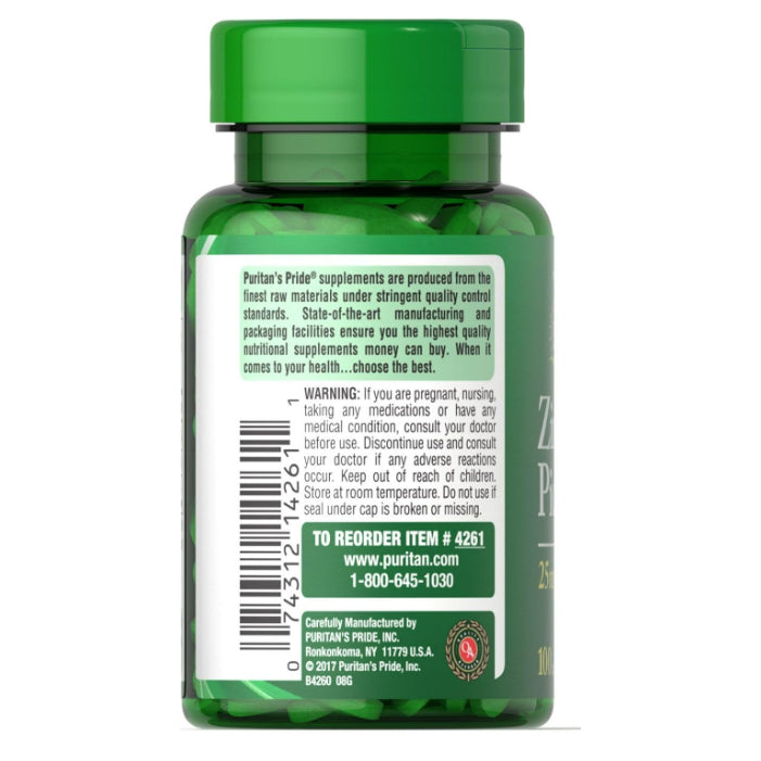 LowCost PH| Puritan's Pride Zinc Picolinate Zinc 25mg w/ Calcium & Phosphorus, Immune System, Energy