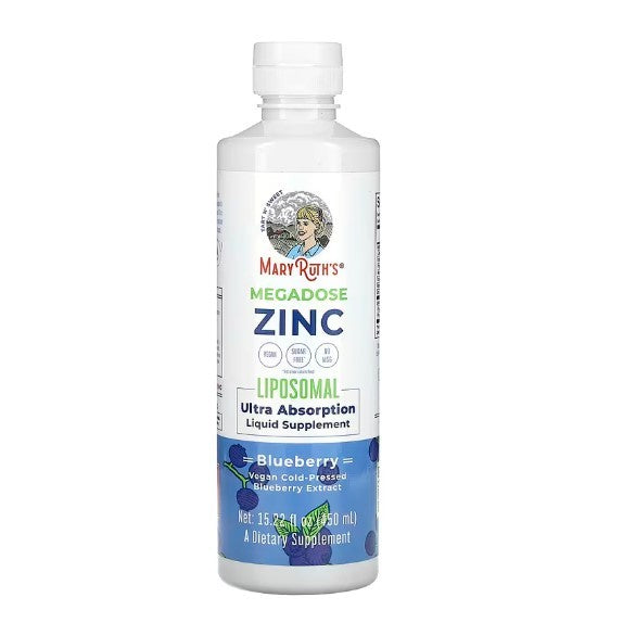 LowCOstPH| MaryRuth's, Megadose Zinc Liposomal, Blueberry, 15.22 fl oz (450 ml)