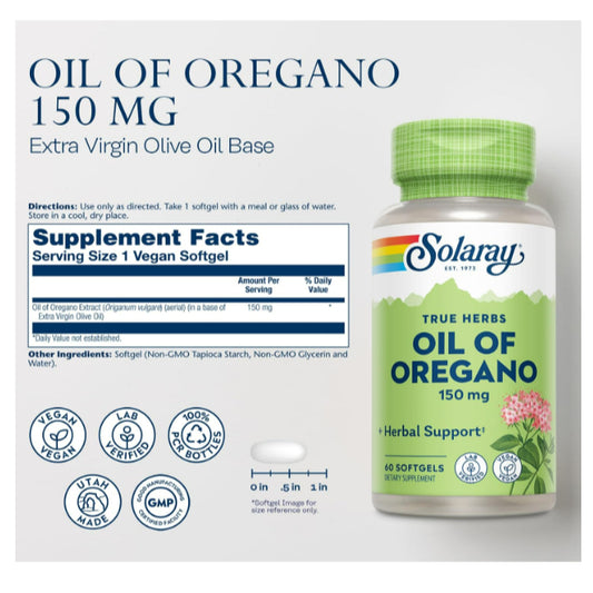LowCostPH | Solaray, Oil of Oregano, 150 mg, 60 Softgels