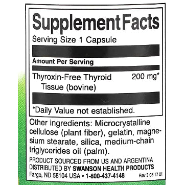 LowCost PH| Swanson, Thyroid Glandular, 200 mg, 60 Capsules