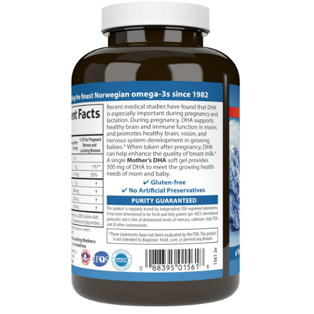 USAOnhand| Carlson, Mother's DHA, 500 mg, 60 Soft Gels